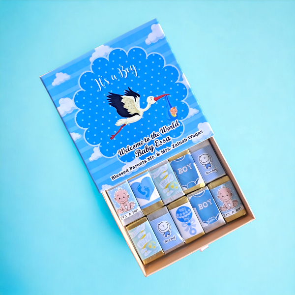 Blue Baby announcement box 10 pcs