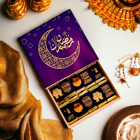 Ramadan Box Purple and Gold-10 mini chocolates